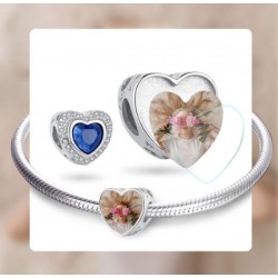 Charm personalizado corazón azul plata de ley foto