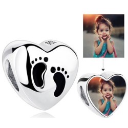 Pies de bebé charm foto personalizado corazón