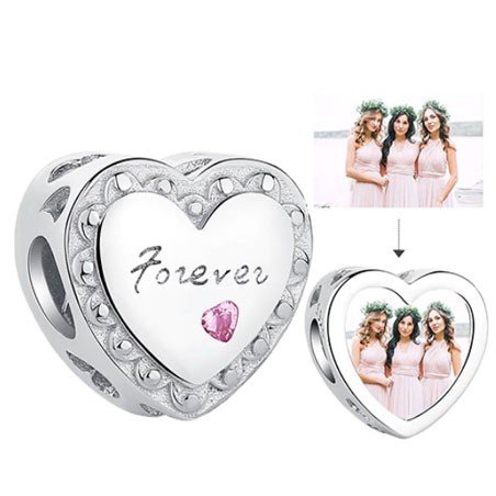 Para siempre charm plata de ley corazón personalizado