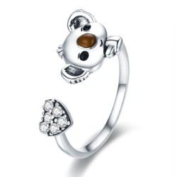 Koala anillo plata de ley ajustable mujer o niña