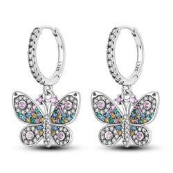 Aros de mariposas pendientes en plata de 1ªley mujer o niña