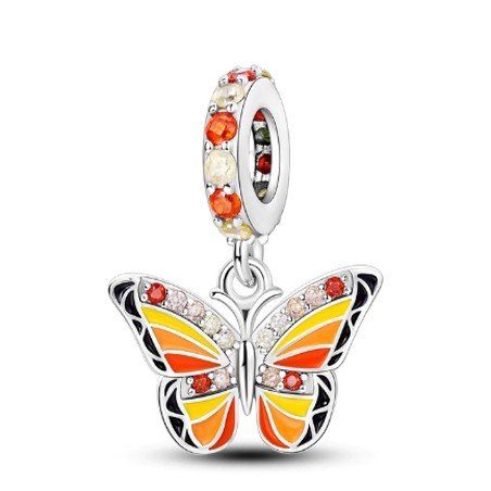 Mariposa tonos cálidos charm plata de ley mujer