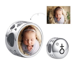 Charm redondo bebé niño con foto personalizado para pulseras