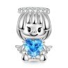 Charm plata de ángel con buenas noticias corazón azul