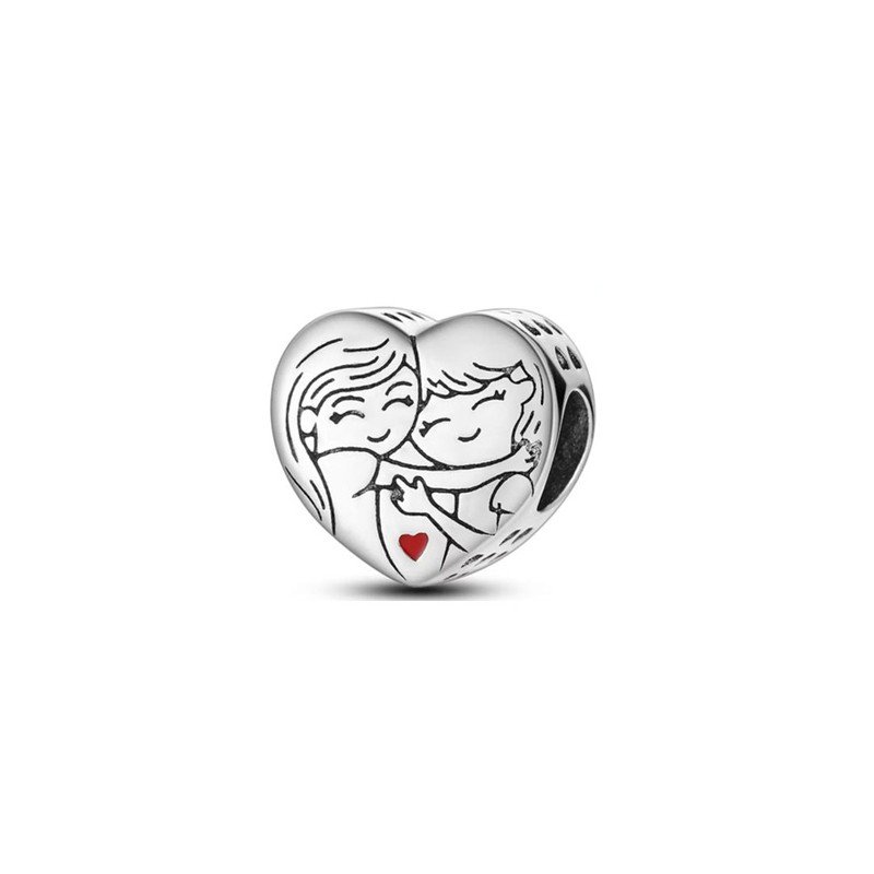 Charm corazón dos mujeres amor en plata