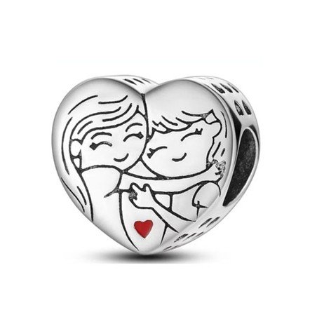 Charm corazón dos mujeres amor en plata