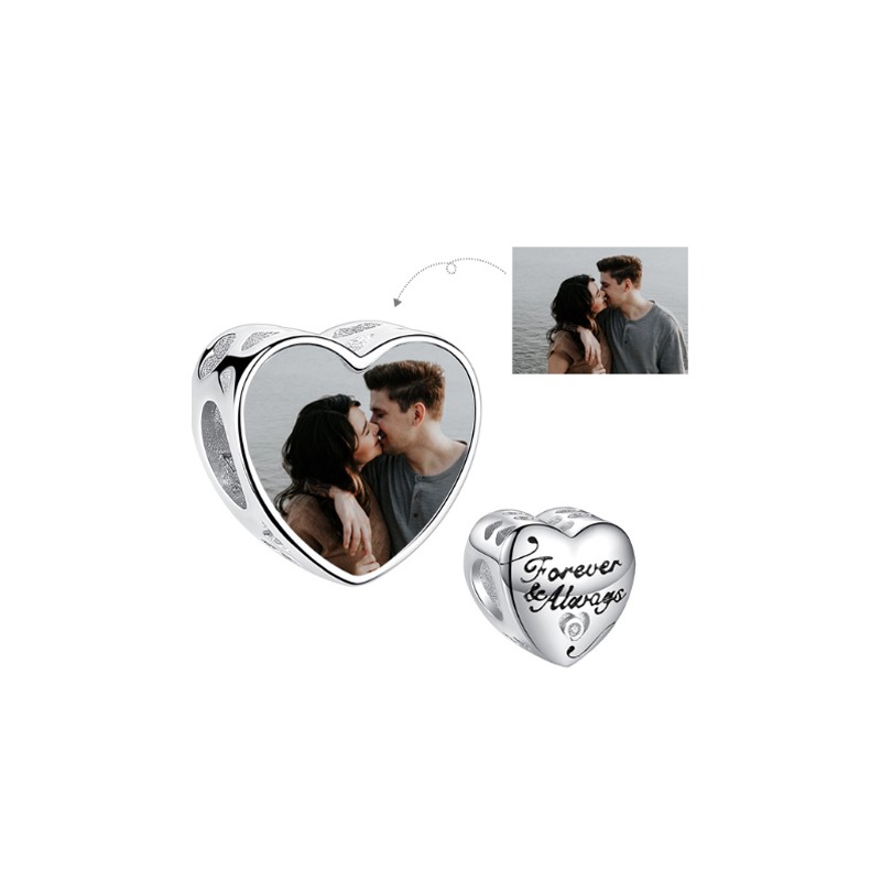 Charm Forever and Always plata con foto personalizado