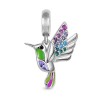 Charm colibrí plata circonitas multicolor colgante