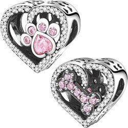 Charm huella perrito con circonitas en forma de corazón