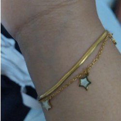 Conjunto gargantilla y pulsera doble acero estrellas