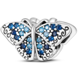 Charm mariposa circonitas azules plata de ley