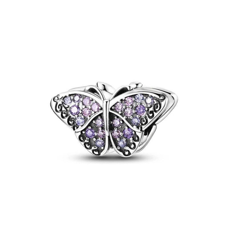 Charm mariposa circonitas violetas plata de ley