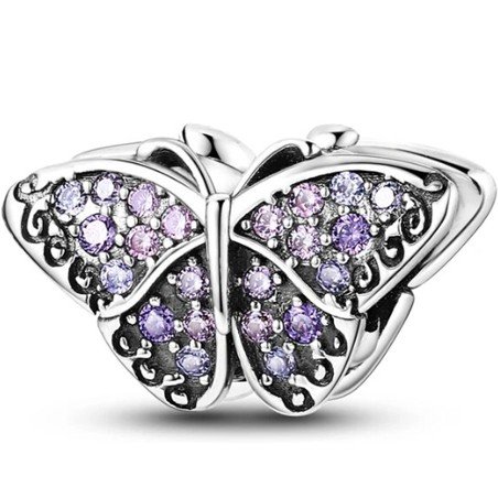 Charm mariposa circonitas violetas plata de ley