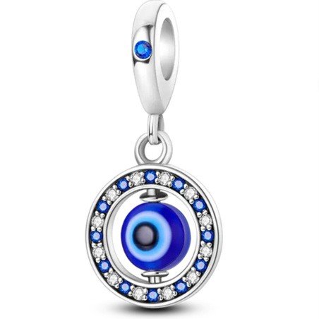 Mal de ojo charm colgante giratorio azul