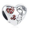 Charm embarazada corazones granate plata madre