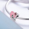 Corazón mamá rosa flor esmaltado plata de ley S925