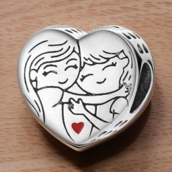 Charm corazón dos mujeres amor en plata S925 compatible