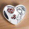 Charm embarazada corazones granate plata madre