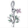 Árbol de la vida colgante charm plata compatible flor rosa