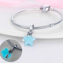 Charm estrella luminosa en la oscuridad colgante plata compatible Pandora