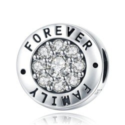 Charm redondo Family Forever plata de ley compatible