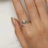 Anillo pluma pavo real plata S925 ajustable mujer regalo