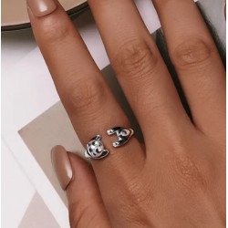 Anillo oso Panda ajustable mujer plata de ley regalo