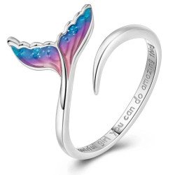 Anillo marino cola de sirena con mensaje interior plata de ley