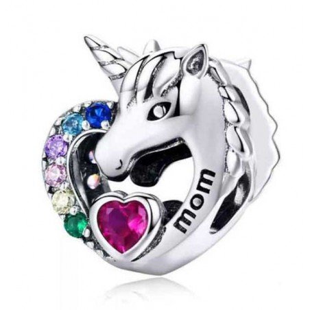 Unicornio brillantes charm plata de ley